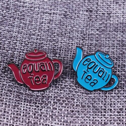 Equali Tea Brooch equality Feminist Enamel Pin LGBTQ Gay Pride badge nice cuppa decor