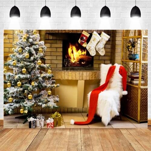 Yeele Photocall Christmas Backdrop Tree Gift Fireplace Photography Baby Portrait Photographic Background Photozone Photo Studio