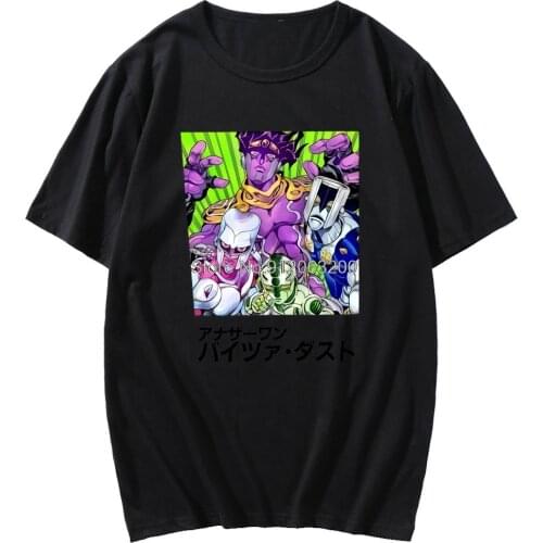 JOJOs Bizarre Adventure Tshirt Japan Comics JOJO Pattern T Shirt Mens Casual Loose Short Sleeve Female Hip Hop Punk T-shirt