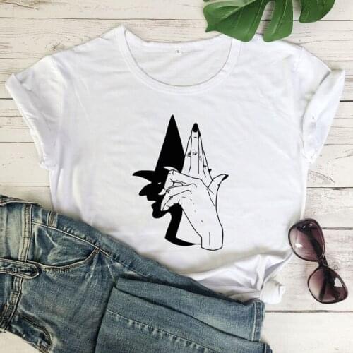 Witch Face Reflection T-Shirt Funny Halloween Party Gift Tshirt Women Graphic Mystical Wiccan Tee Shirt Top COTTON Fabric