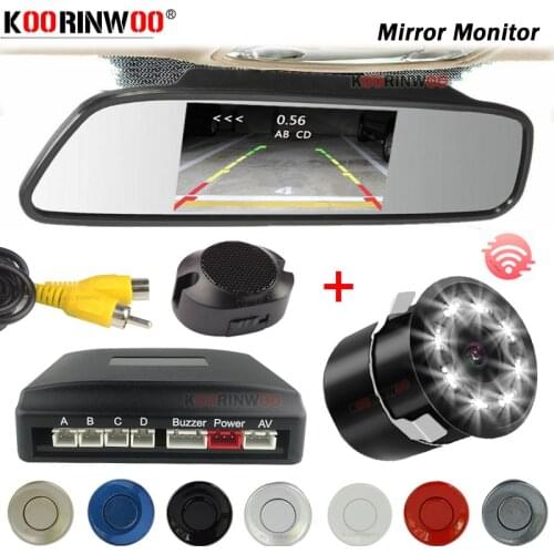 Koorinwoo New Video Parking Sensors 4 Night Vision LED Radar Detector for Cars Rear view camera Parktronic Car HD Monitor Mirror