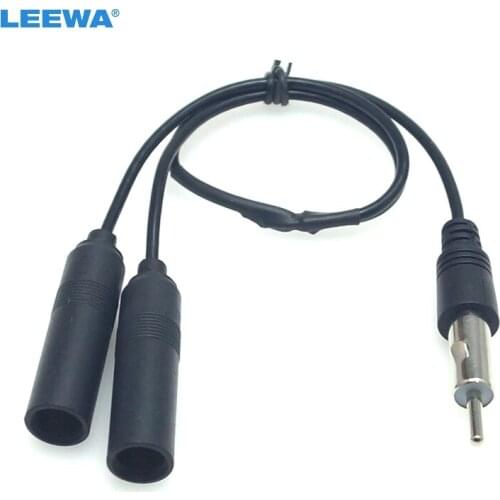 LEEWA 1PC Auto Antenna FM/AM Antenna Cable Adapter Aluminum Plug In 1 For 2 Extension Car Stereo Audio Cable Radio Antenna #6015
