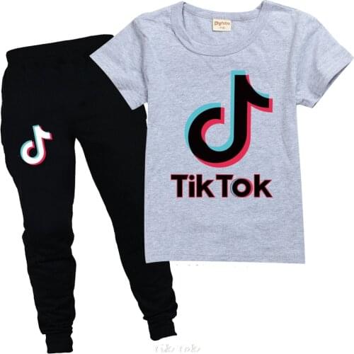 Summer Toddler Baby Girls Clothing Sets Cartoon Tik Tok Girls top T-shirt Shorts 2pcs Outfits Kids Clothes Fashion Sport Suits