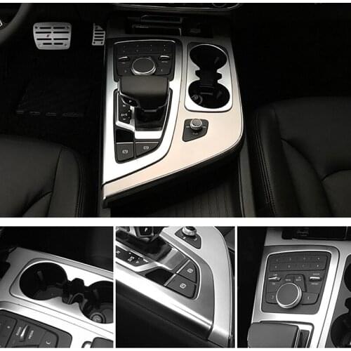 Loyalty for Audi Q7 2016 2017 2018 Interior Center Control Gear Shift Box Trim Cover ABS Matt Silver Car Accessories Styling