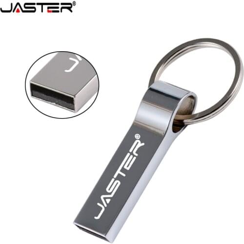 JASTER Metal stainless steel Usb 2.0 Flash Drive 4GB 8GB 16GB 32GB 64GB 128GB Pen Drive pendrives Memory stick with key chain