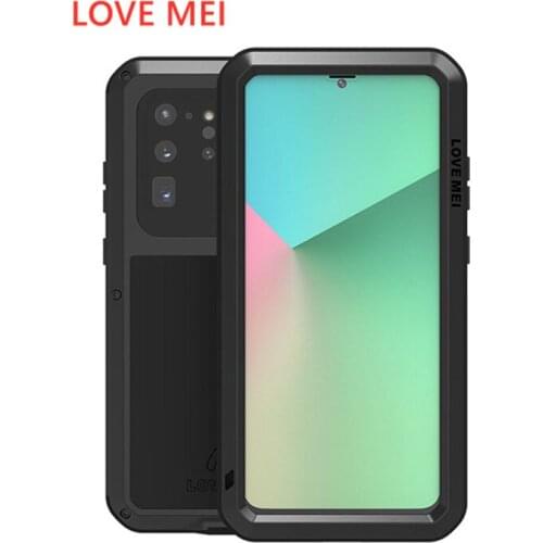 Love Mei Metal Waterproof Protective Case For Samsung Galaxy S20 Ultra Plus Armor Heavy Duty Shockproof Cover Tempered Glass