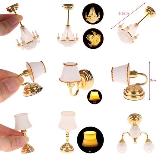 1/12 Miniature Dollhouse Ceiling Lamp Wall Light Desk Lamp Mini LED Lighting Home Decoration Doll Furniture Toy Can Be Bright