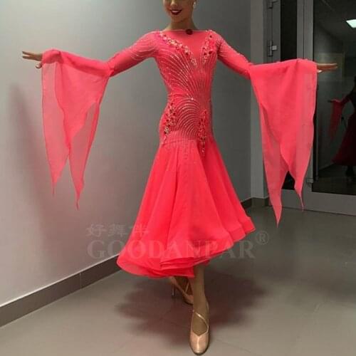 2020 NEW GOODANPAR butterfly Style Ballroom Dance Competition Dress Women with bodysuit bra cup Lycra Waltz Standard Dance Wear