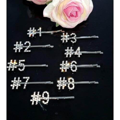 New Arrival Rhinestone Hairclips "0-9" Numbers Hair Pins Sparkly Bobby Pins Hair Accessories Wholesale