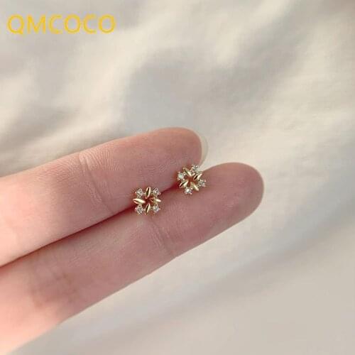 QMCOCO New Style 925 Silver Square Zircon Earrings Design Japanese-Korean Vintage Simple Birthday Party Gifts For Women