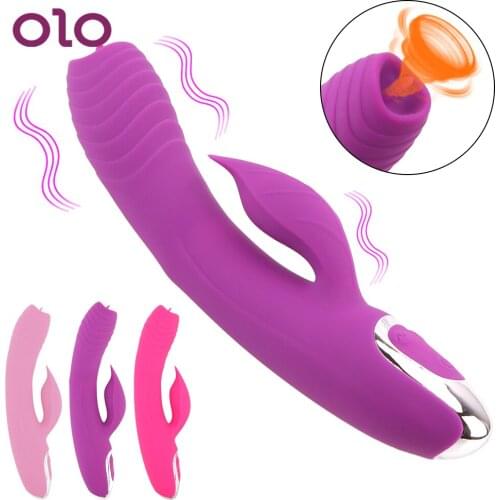 OLO Dildo AV Vibrator Female Masturbation Nipple G Spot Clitoris Vagina Stimulate Sex Toys For Women Double Motor Tongue Licking