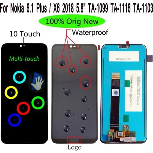 Shyueda 100% Orig New AAA+ 5.8" For Nokia 6.1 Plus / X6 2018 TA-1099 TA-1116 TA-1103 TA-1083 LCD Display Touch Screen Digitizer