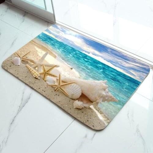Beach Shell Starfish Printed Non-slip Bathroom Door Pad Doormat Carpet Floor Rug
