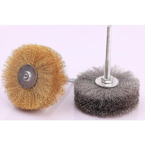 Handled steel wire polished flower head brush carved burr wood mahogany furniture root carving relief polishing brush