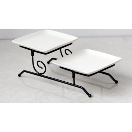 Retro Dessert Table Cake Plate Candy Fruits Dining Plate Tall Tray Shelf Kitchen Storage Supplies Ornament