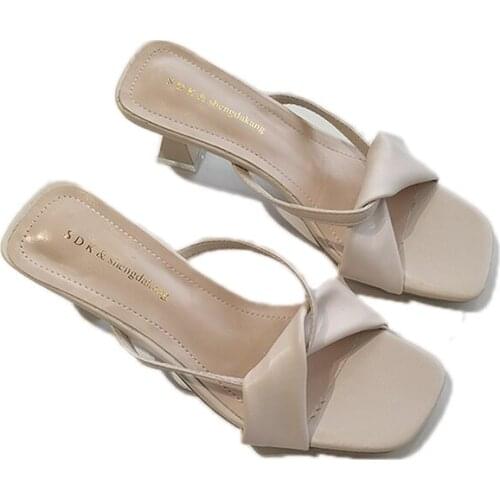 Spring and Summer Korean Fairy Style High-heeled Open-toed Sandals for Womens Outer Wear With Stiletto Slippers Fashion