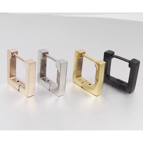 1 Pair Rose Gold Silver 316L Stainless Steel Geometric Square Hoop Earrings Punk Elegant Jewelry