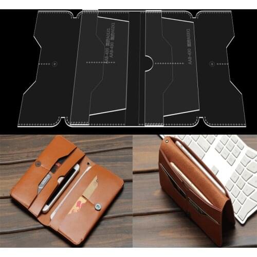 1set DIY Leather Sewing Acrylic Pattern Kraft Paper Template Magnetic Snap Bifold Long Wallet Business Card Men Version Tools