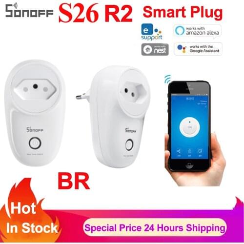 Sonoff S26 Wifi Smart Socket EU US UK AU CN Plug Smart Home Remote Control Timer Socket Via Ewelink APP Work with Alexa Google