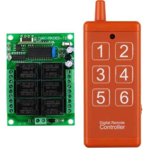 Universal 433mhz DC 12V 6 channel RF Wireless radio Remote Control switch system Receiver Transmitter with usb interface
