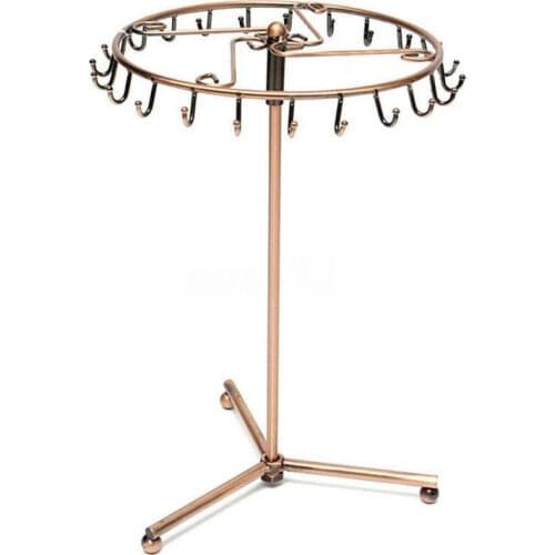 Vintage Pendant Scarf Jewelry Display Rack Rotatable Necklace Headband Bracelet Rings Stand Holder 23 Hooks Home Storage