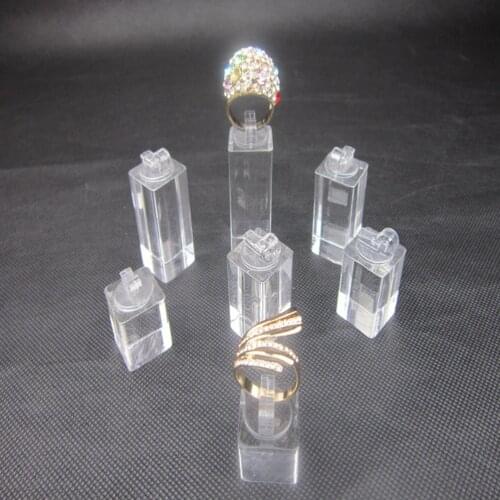 7Pcs Square Bottom Plexiglass Showcase Display Stand 1set Organic Glass Acrylic Clear Jewelry Ring Display Holder Stand Jewelry