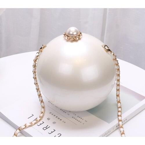 Women Shoulder Bag Metal Twist Chains Handbag All New Fashion Evening Bag Pearl Circular Style