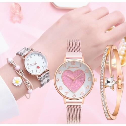 Women Watches Simple Vintage Small Watch Leather Strap Casual Sports Wrist Heart Clock Dress Womens Watches Reloj Mujer