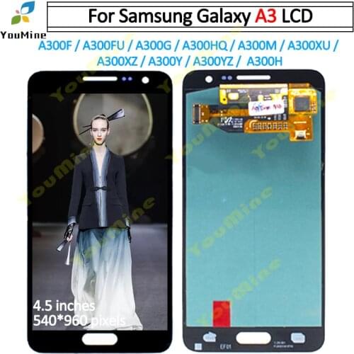 AMOLED For SAMSUNG GALAXY A3 A300 LCD Display Touch Screen Digitizer A300F A300H Assembly Replacement For SAMSUNG A30 LCD 2014