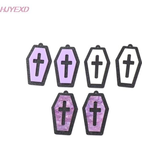 1pair) Coffin Grave Cross For Earrings Galaxy Black Halloween Holiday Statement Acrylic Jewelry Making