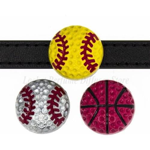 1pc 8mm sport ball basketball baseball Slider Charms Fit Pet Collar DIY Wristband Bracelet Women Men Jewelry Christmas Gifts