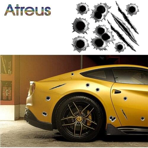 Atreus 3D Stickers Car-Styling Bullet Hole for Abarth Fiat 500 Punto Suzuki Swift SX4 Audi A4 B6 B7 B5 A6 C5 C6 Q5 A5 Q7 TT A1