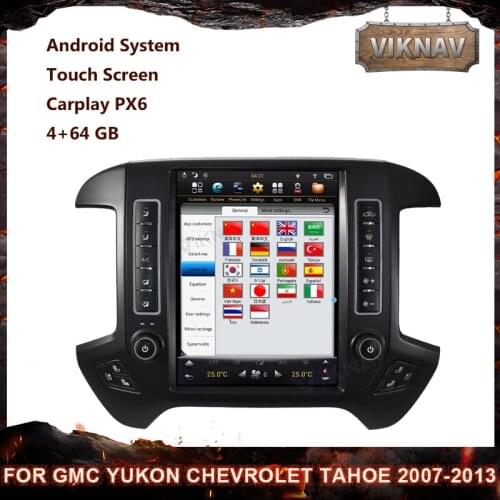 4+64 car radio for GMC Yukon Chevrolet Tahoe 2007-2013 stereo multimedia player Vertical screen GPS navigation PX6 Head Unit