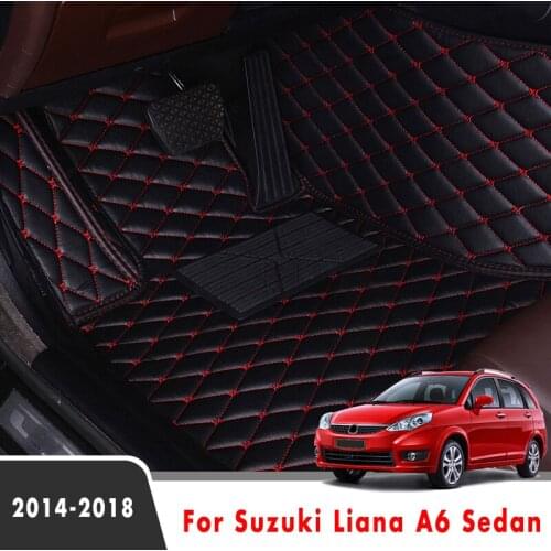 Car Floor Mats Rugs For Suzuki Liana A6 Sedan 2018 2017 2016 2015 2014 Leather Carpets Custom Foot Pads Car Accessories Interior