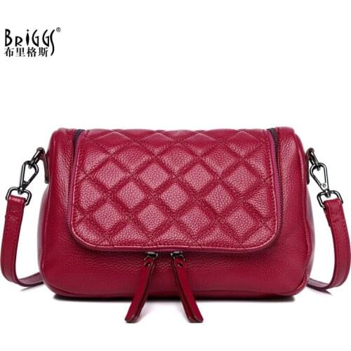 BRIGGS Fashion Genuine Leather Shoulder Bag For Women Casual Ladie Crossboday Bags Designer Famous Brand Female Messenger Bags