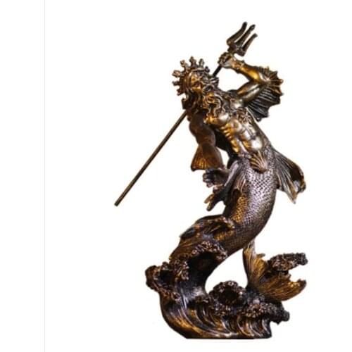 Greek mythological warrior Handicraft figure sculpture God of the sea Poseidon home high-grade decoration products figure statue
