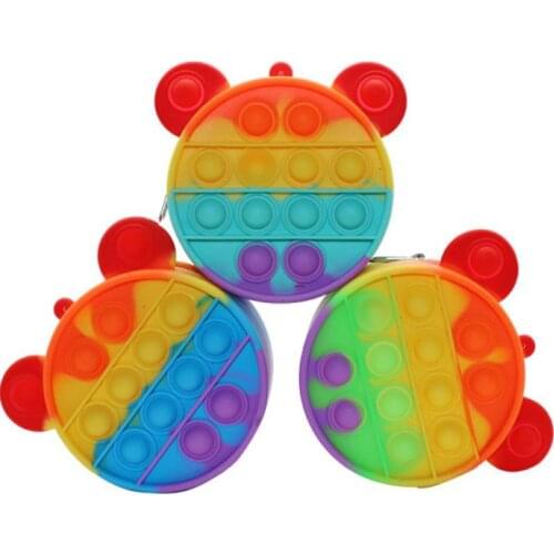 New Candy Rainbow Colors Fidget Toy Kawaii Cute Coin Purse Simple Dimple Stress Relief Anti Stress Board Autism Anxiety Kids Toy