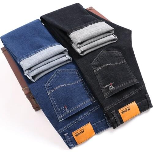 2020 Mens Business Mens Washed Jeans in Soft Cotton Mens Slim Fit Jeans with Destruction Slim Straight Jeans Male Fashion Pant