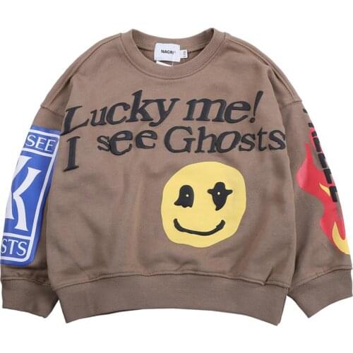 NAGRI Boys Sweatshirts for Kids Kanye West Lucky Me I See Ghosts Sweatshirt Hip Hop Childrens Hoodies Soft