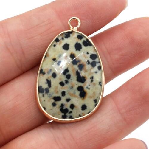Natural Speckled Stone Faceted Drop Shape Pendant Charm for Jewelry Making DIY Necklace Earrings Accessories Women Gift 23x34mm