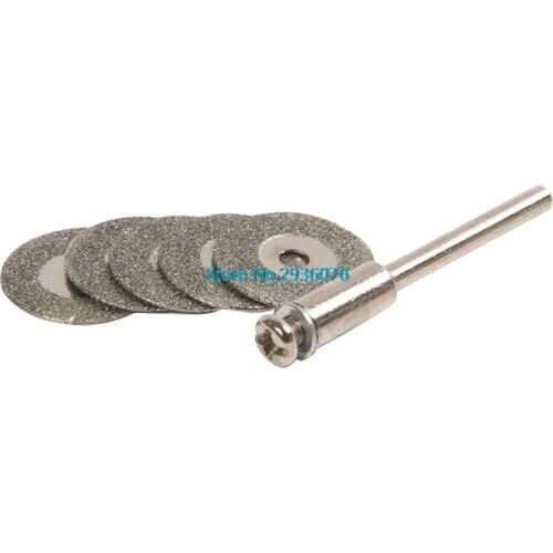 5 PCS 22mm Emery Diamond cutting blades Drill Bit+1 Mandrel for Dremel Set