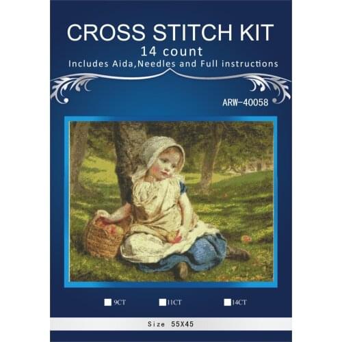 Oneroom A little girl picking up mushrooms Embroidery Needlework Crafts 14CT Unprinted DMC DIY Quality Cross Stitch Kits