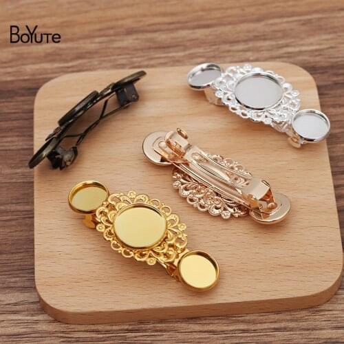 BoYuTe Custom Made (100 Pieces/Lot) Fit 12MM 16MM Cabochon Hairpin Base Handmade Diy Jewelry Accessories Wholesale
