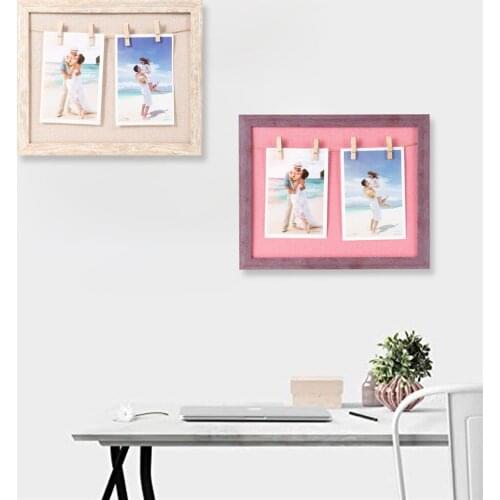 DIY Wood Linen Picture Photo Hanging Display Frame Holder with Clothespin Clips for Prints Instax Polaroid Holiday Cards Artwork