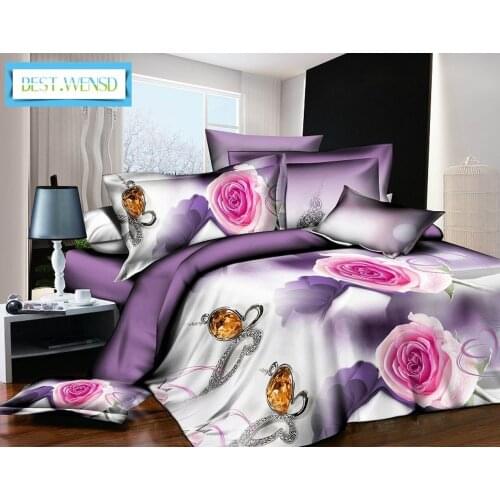 Bedclothes Drop Shipping 4pcs Winter Bed Covers And Comforters King Size Double 3d Rose Dobby Wedding Gift Home.Hotel Beddengoed