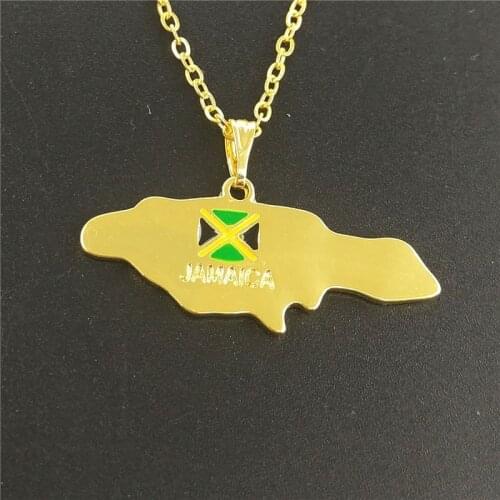 Drop Shipping Fashion Jamaica Map Necklace For Women Map Pendant Necklace Gift Charm Jamaican Statement Jewelry Gift