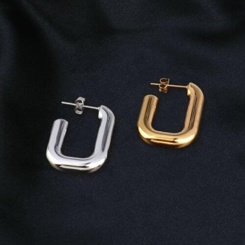 Stainless Steel Earring For Women Men Geometry Minimalist Earrings Round Square Earrings Punk Women Stud Earrings Jewelry