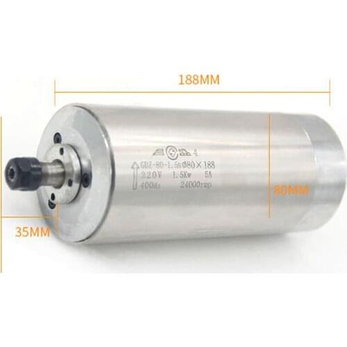 Engraving machine water-cooled motor spindle 1.5KW 4 bearing 220/380V 5A 400HZ Speed 0-24000rpm Chuck ER11 diameter 80mm