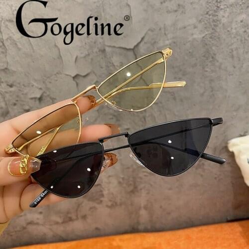 New Retro Fashion Cat Eye Sunglasses Women Brand Designer Vintage Pink Green Sun Glasses Female Lady UV400 Metal Oculos