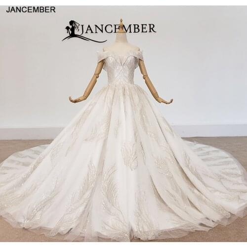 HTL1373 Off Shoulder Wedding Dress Sweetheart Ball Gown Sequin Applique Wedding Gown Backlakegirls Wedding sukienka ślubna